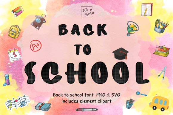 Back to School Black Paper Font Clipart