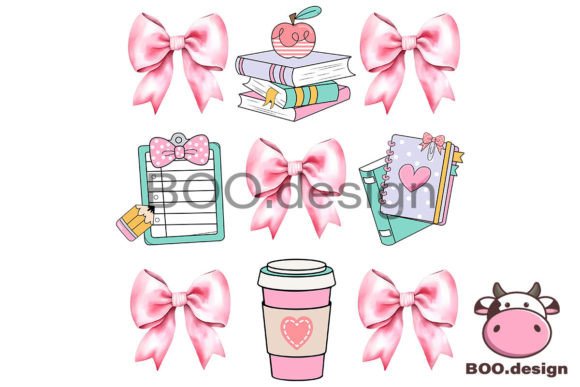 Back to School Coquette PNG: Graphics for Crafts & Branding