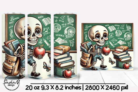 Back to School Tumbler, Skeleton PNG: Graphics for Crafts & Local Branding