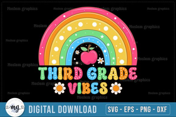 Third Grade Vibes Graphics: Back to School T-Shirt Designs